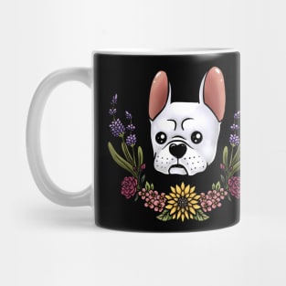 White frenchie with flowers Mug